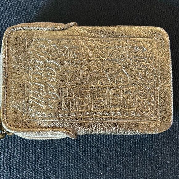 COACH Gold Metallic Poppy Wristlet - Picture 2 of 6